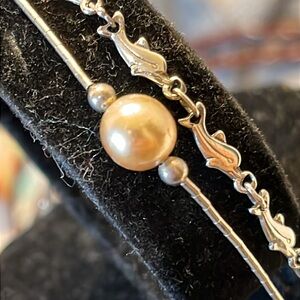 Silver Dolphin Bracelet and faux pearl bracelet